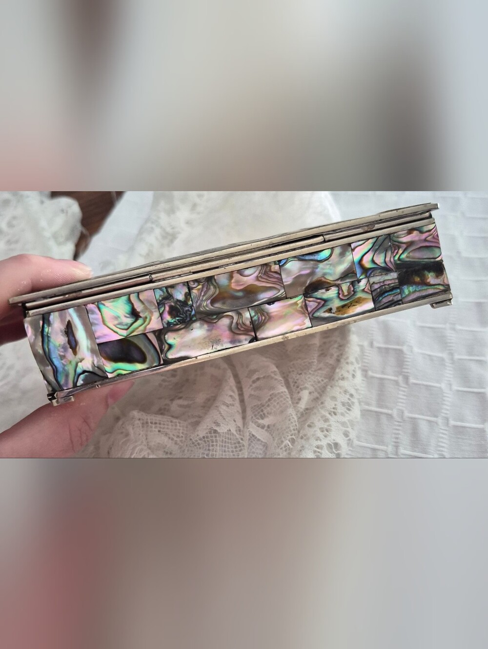 Vintage Silver And Mother Of Pearl/Abalone Box - Picture 5 of 11